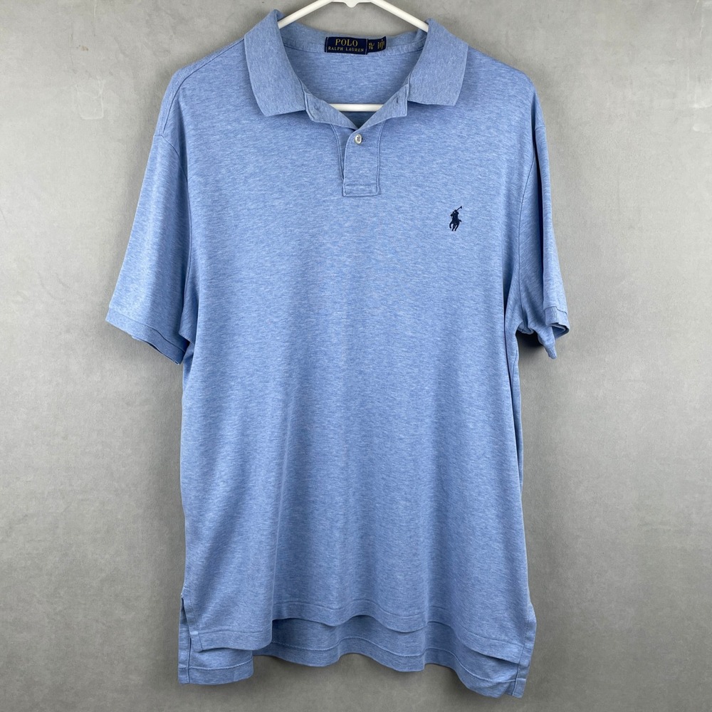Polo Ralph Lauren Mens XL Blue Heather Short Sleeve Cotton Polo Shirt Pony Logo